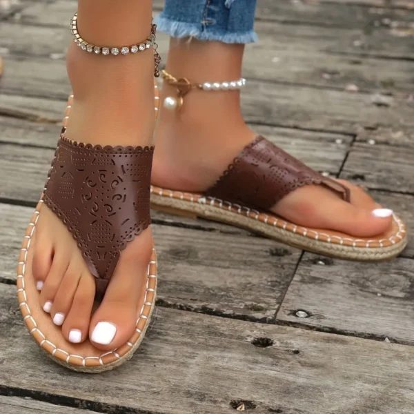 Tong cuir motif ajouré élégant – Image 8