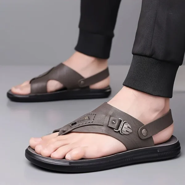 Tong cuir homme boucle métal – Image 2