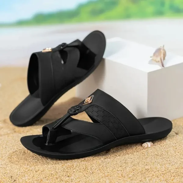 Tong cuir homme logo métal – Image 9