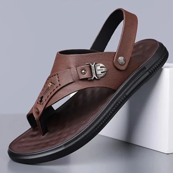 Tong cuir homme boucle métal – Image 5