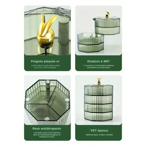 Boîte à bijoux rotative striée – Image 3