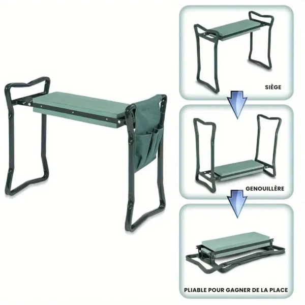 Tabouret jardinage pliant avec coussin – Image 6
