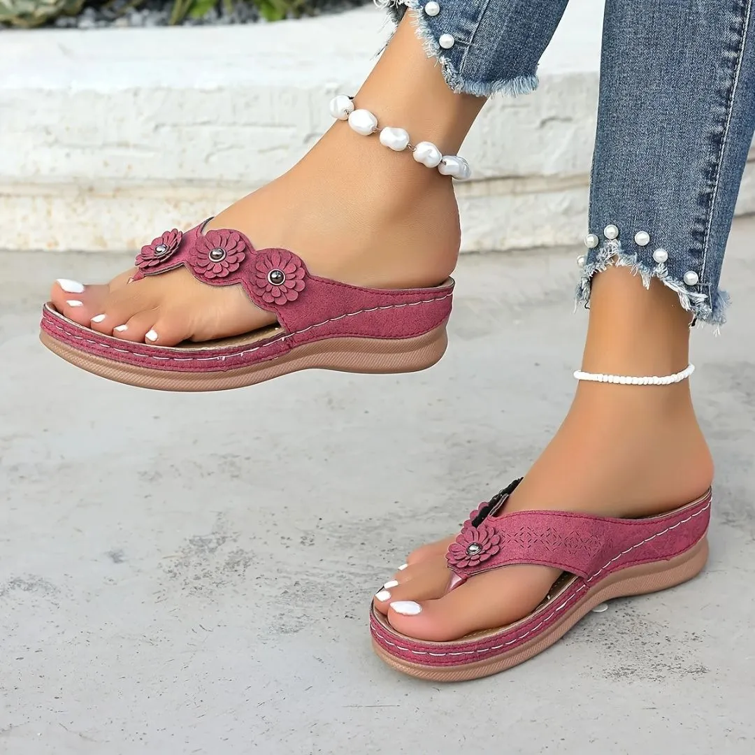 Tong cuir fleur triple confort – Image 4