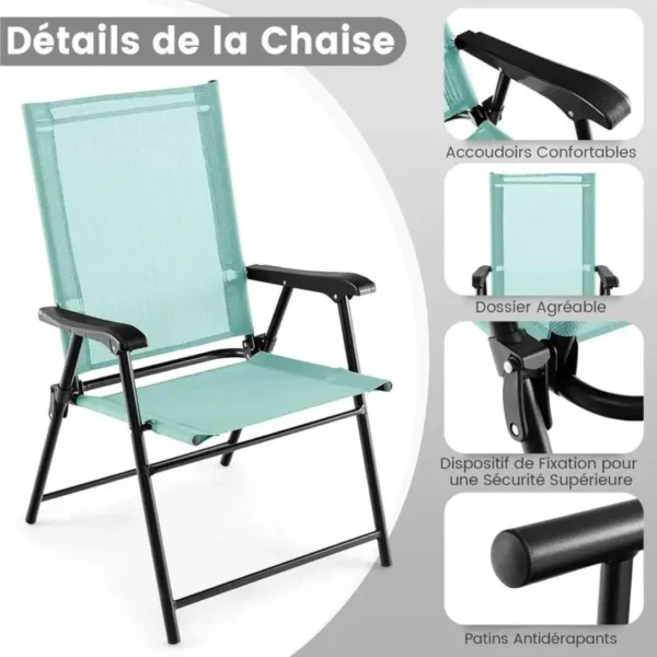 Chaise pliante jardin avec accoudoirs – Image 5