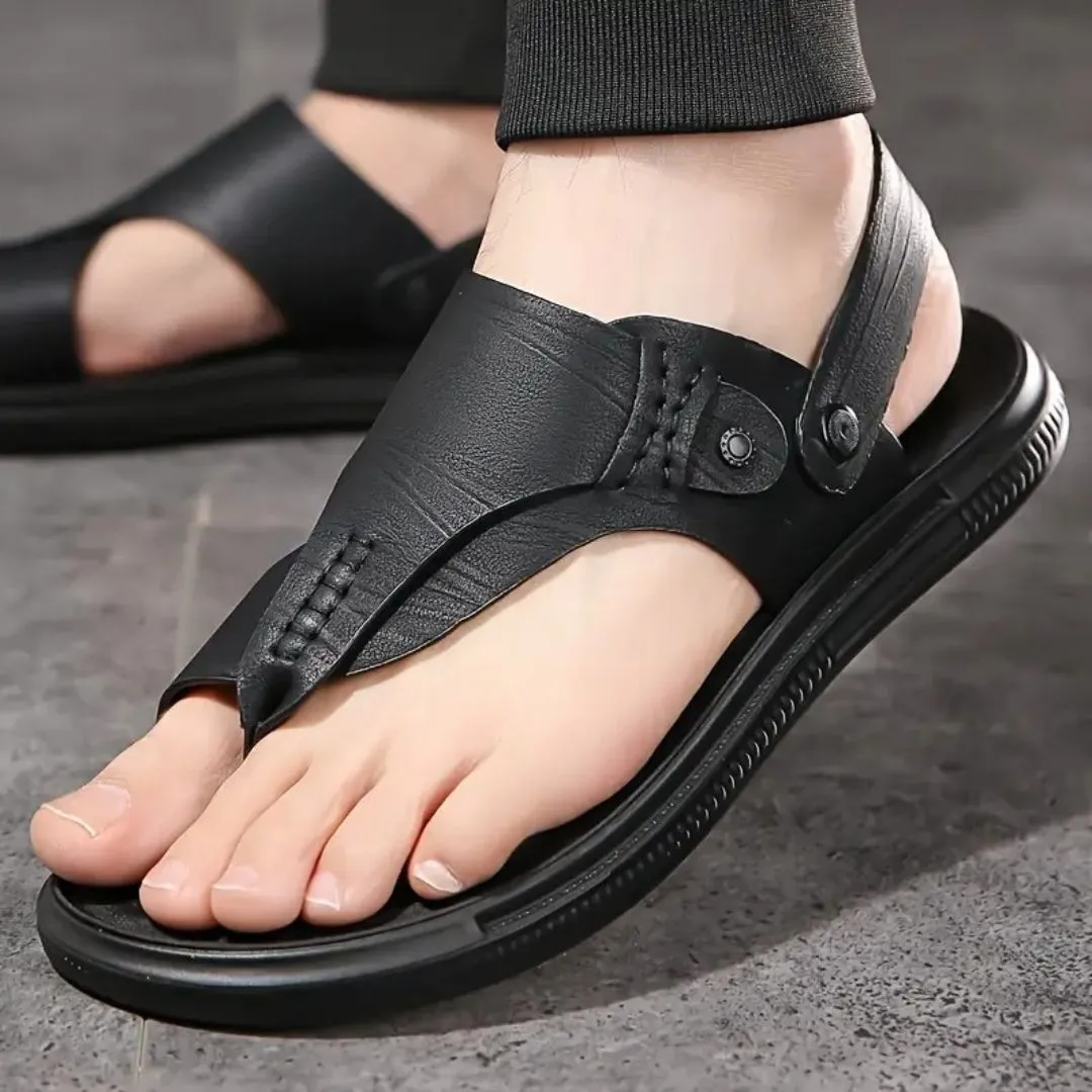 Tong cuir homme minimaliste confort