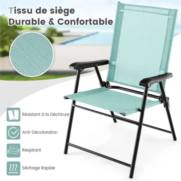 Chaise pliante jardin avec accoudoirs – Image 4