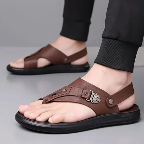 Tong cuir homme boucle métal – Image 4