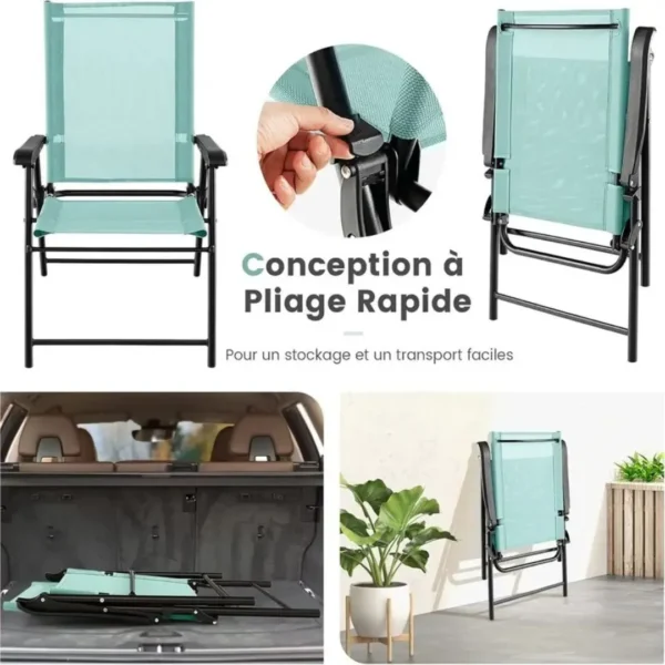 Chaise pliante jardin avec accoudoirs – Image 3