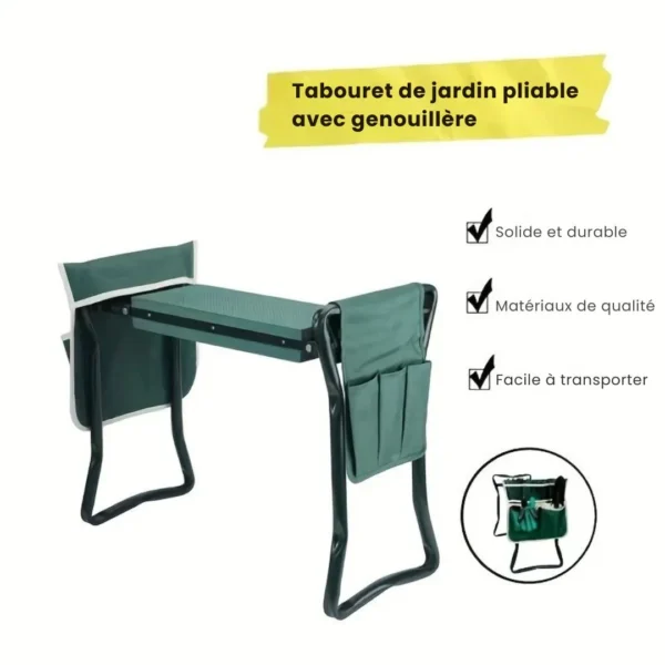 Tabouret jardinage pliant avec coussin – Image 9