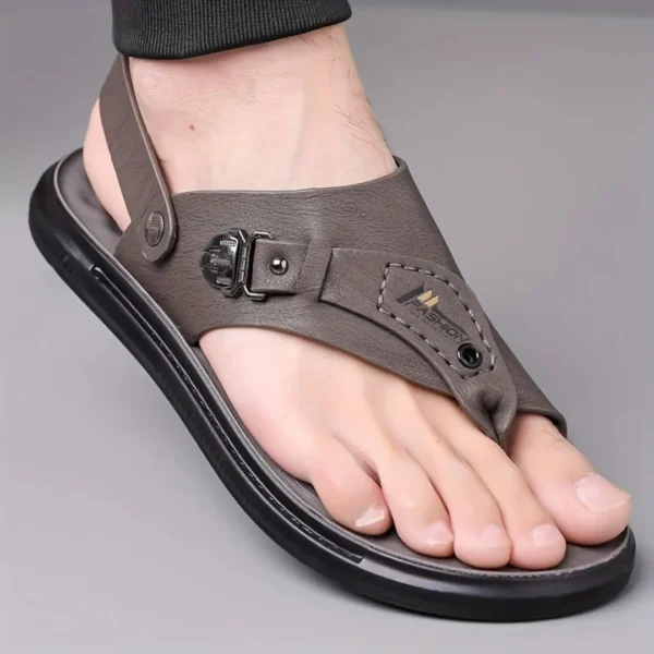 Tong cuir homme boucle métal – Image 3