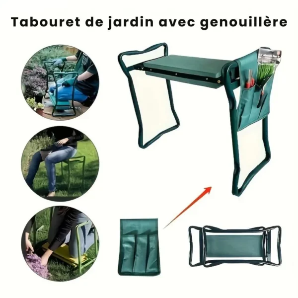 Tabouret jardinage pliant avec coussin – Image 4