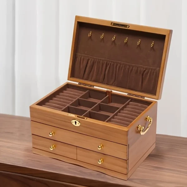Boîte à bijoux bois 3 niveaux – Image 9