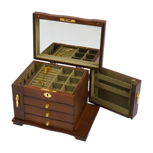 Boîte à bijoux bois massif tiroirs – Image 4