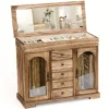 Boîte à bijoux bois rustique miroir