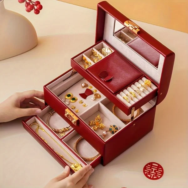 Boîte à bijoux rétro verrou cœur – Image 5