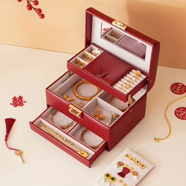 Boîte à bijoux rétro verrou cœur – Image 6