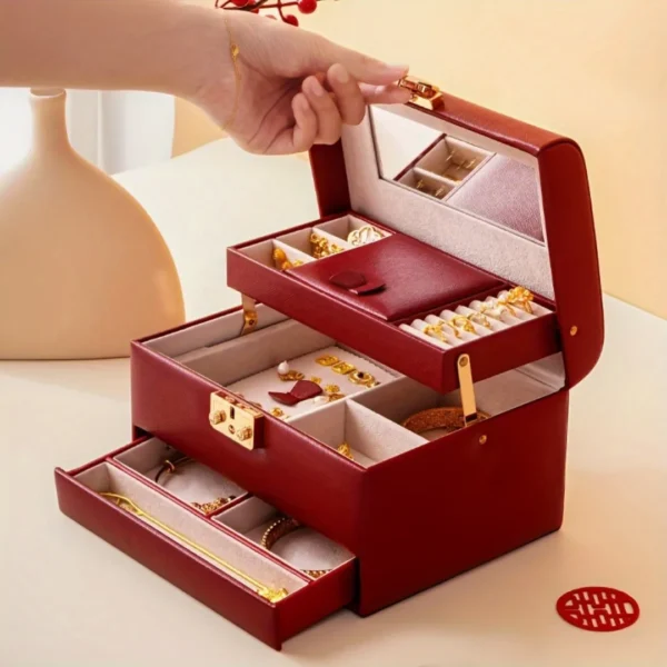 Boîte à bijoux rétro verrou cœur – Image 9