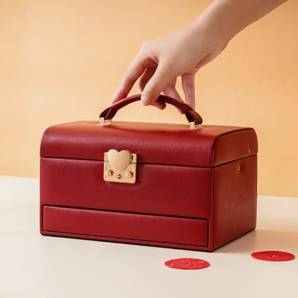 Boîte à bijoux rétro verrou cœur – Image 8
