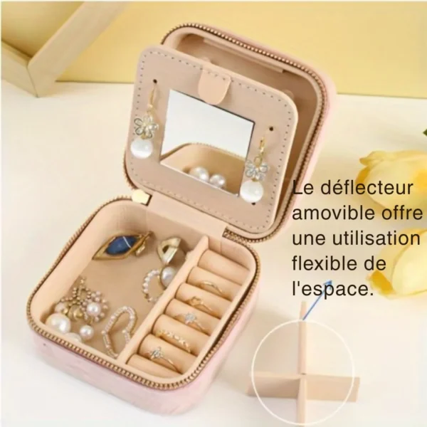 Boîte à bijoux velours miroir zip – Image 7