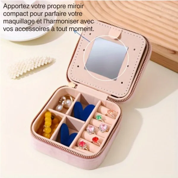 Boîte à bijoux velours miroir zip – Image 6