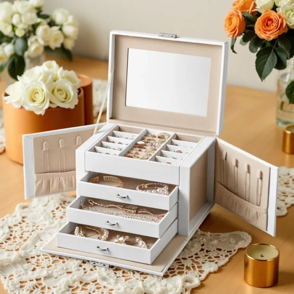 Boîte à bijoux verrou miroir tiroirs – Image 2