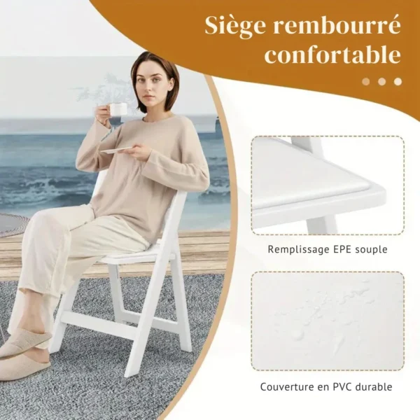 Chaise de jardin pliante résine robuste – Image 3