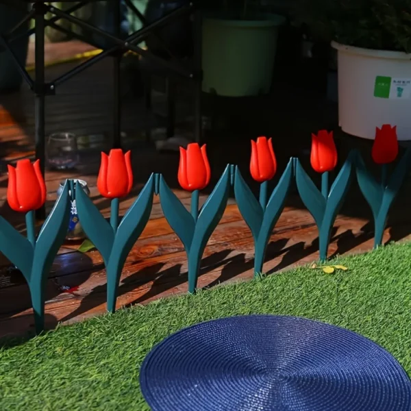 Clôture de jardin plastique tulipes décoratives – Image 6