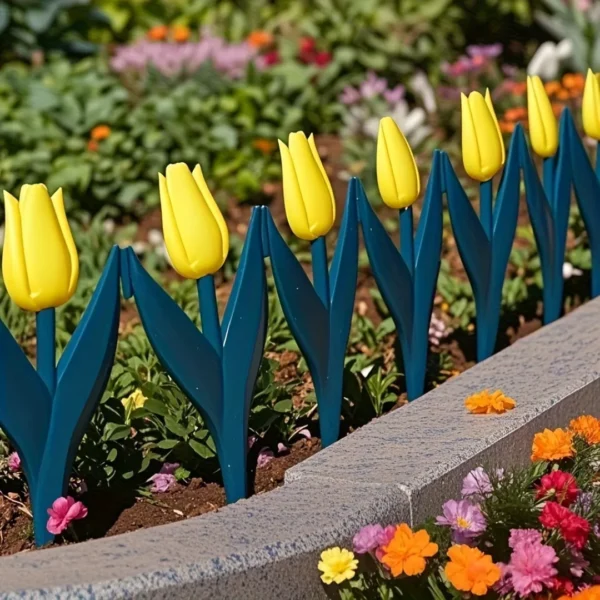 Clôture de jardin plastique tulipes décoratives – Image 5
