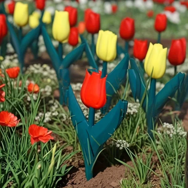 Clôture de jardin plastique tulipes décoratives – Image 2