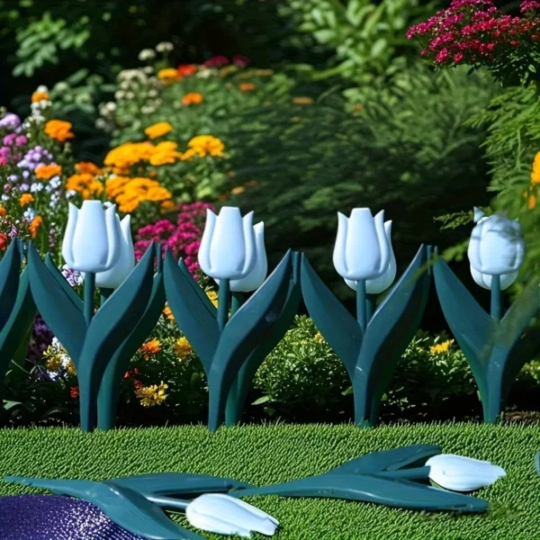 Clôture de jardin plastique tulipes décoratives – Image 4