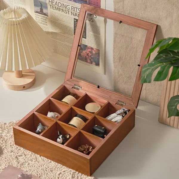 Boîte à bijoux bois 9 cases – Image 4