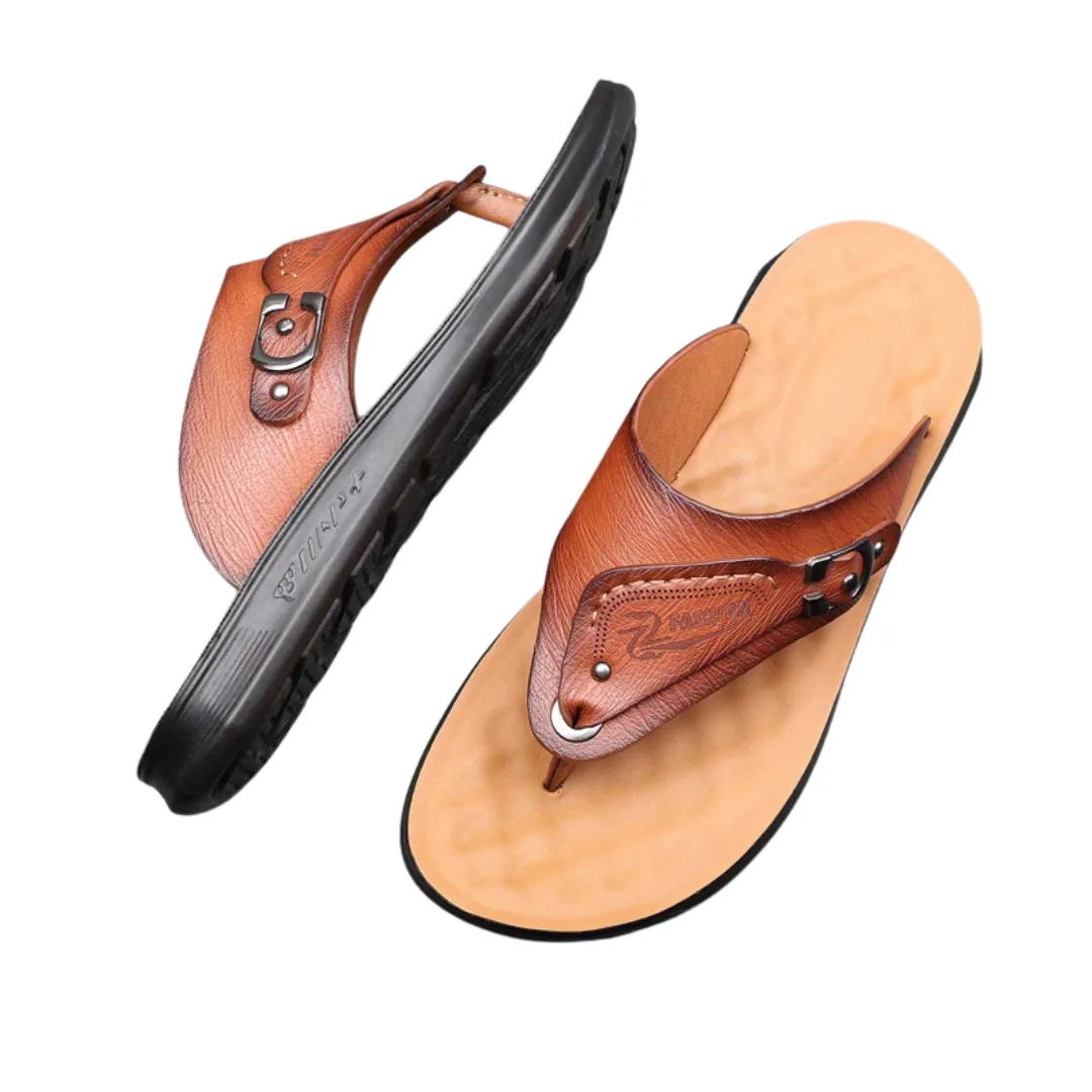 Tong cuir homme pointe décorée – Image 10