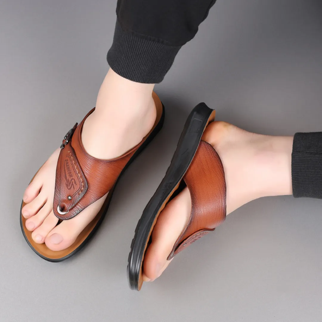 Tong cuir homme pointe décorée – Image 3