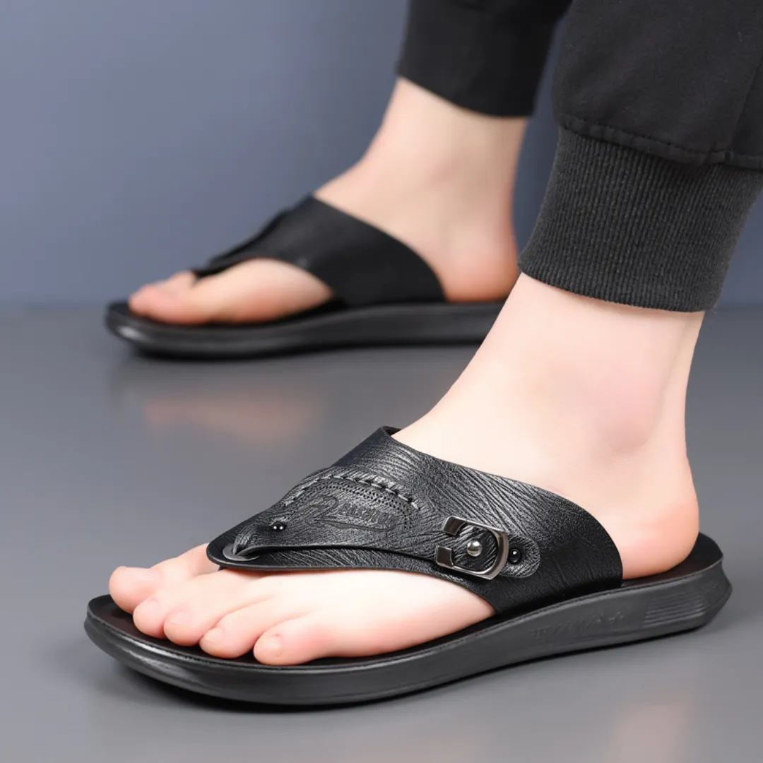 Tong cuir homme pointe décorée – Image 4