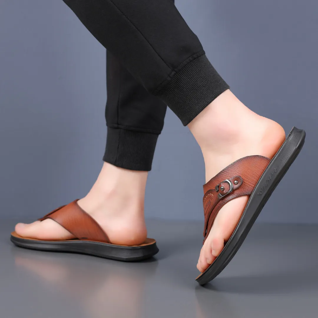 Tong cuir homme pointe décorée – Image 5