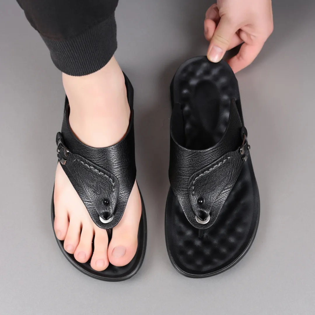 Tong cuir homme pointe décorée – Image 6