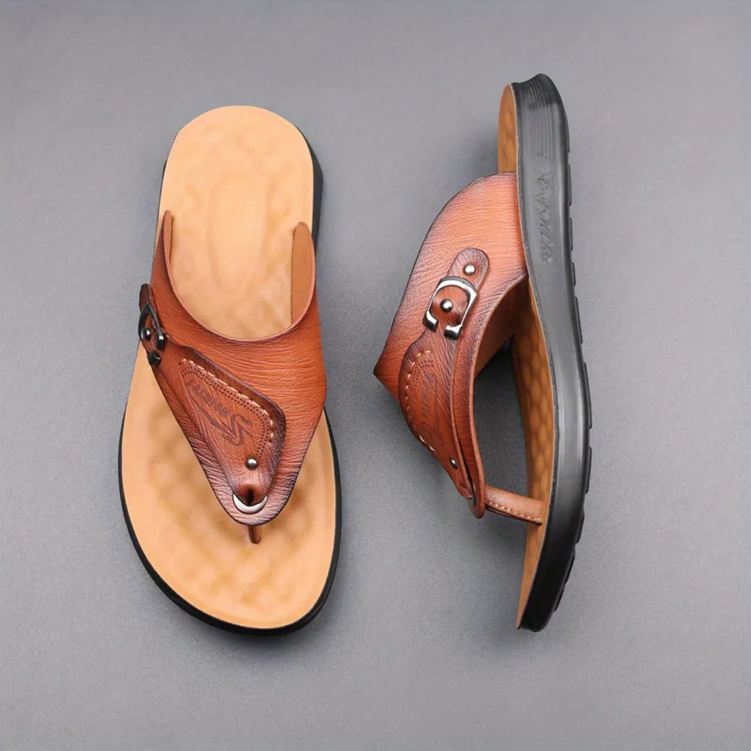 Tong cuir homme pointe décorée – Image 8