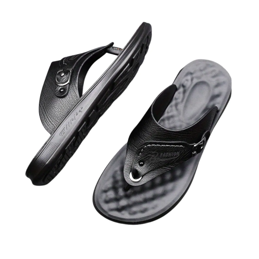 Tong cuir homme pointe décorée – Image 9