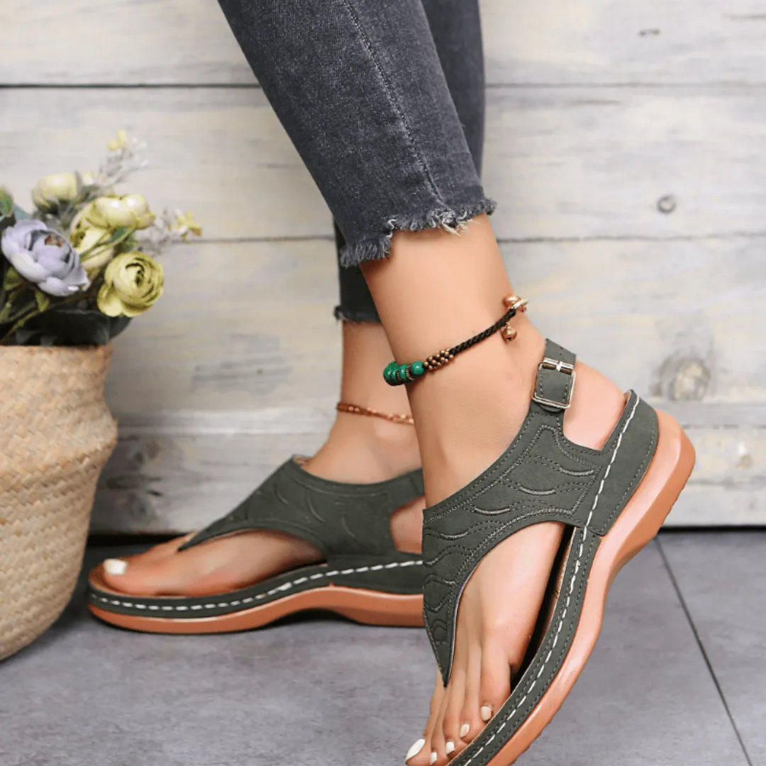 Tong cuir ajouré bride arrière – Image 2