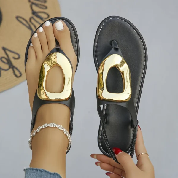 Tong cuir anneau oversize vintage – Image 3