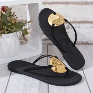 Tong cuir élégant bijou rond