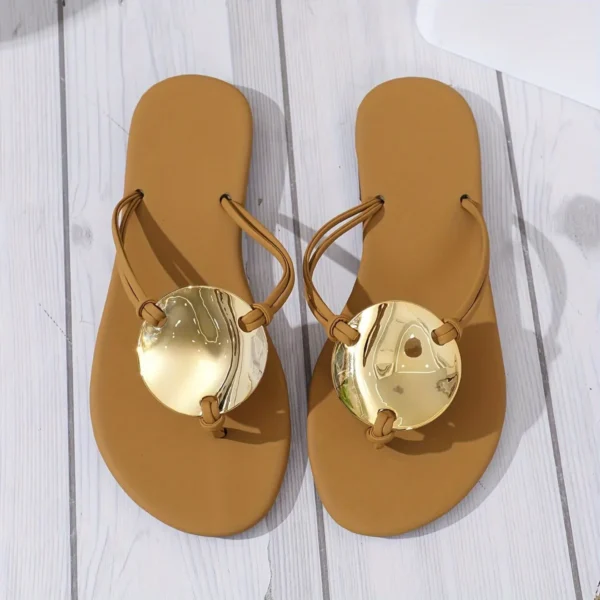 Tong cuir élégant bijou rond – Image 2