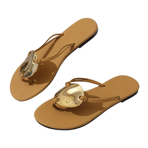 Tong cuir élégant bijou rond – Image 7