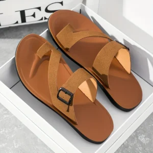 Tong cuir homme boucle mode
