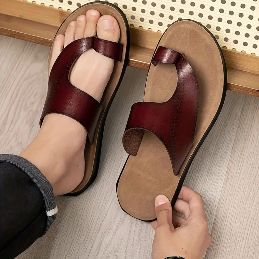 Tong cuir homme bride réglable