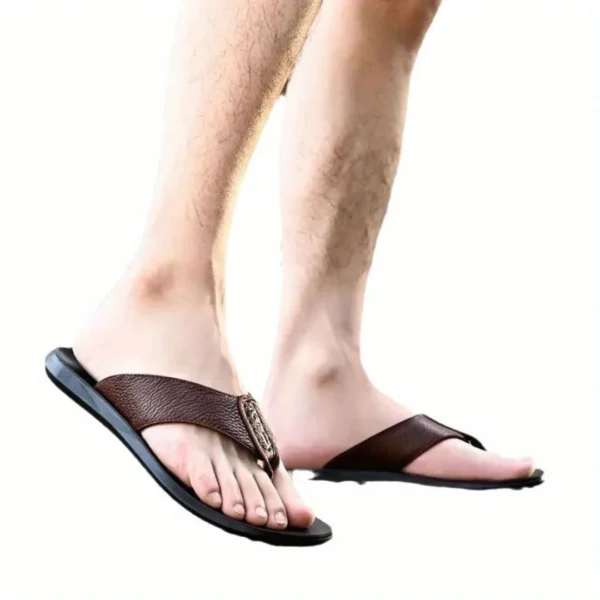 Tong cuir homme sobre chic – Image 5