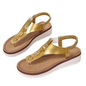 Tong cuir plateforme bijou bohème