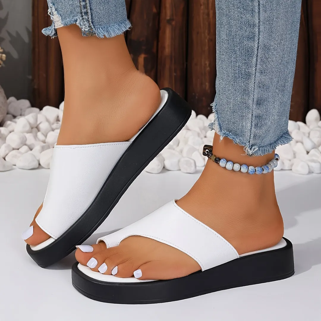 Tong cuir plateforme minimaliste femme – Image 4