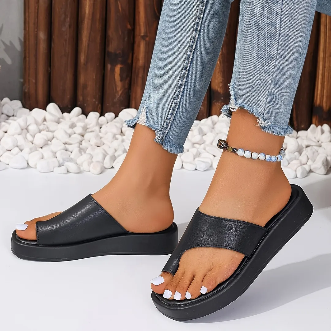 Tong cuir plateforme minimaliste femme – Image 5