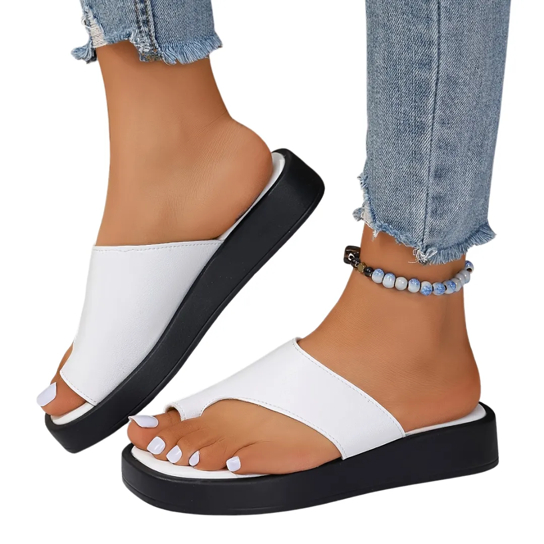 Tong cuir plateforme minimaliste femme – Image 6